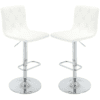 800 Brage Living Black Tufted PU Leather Adjustable Height Barstools with Chrome Base and Footrest in White.