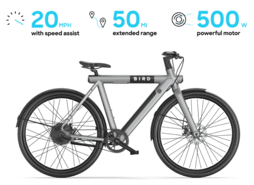 "100 BirdBikes A-Frame Model Electric Bikes in Gravity Gray color, arranged for wholesale."
