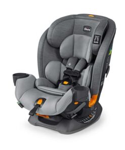 18 units of Chicco OneFit ClearTex All-in-One Car Seats, showcasing the slim design and safety features.